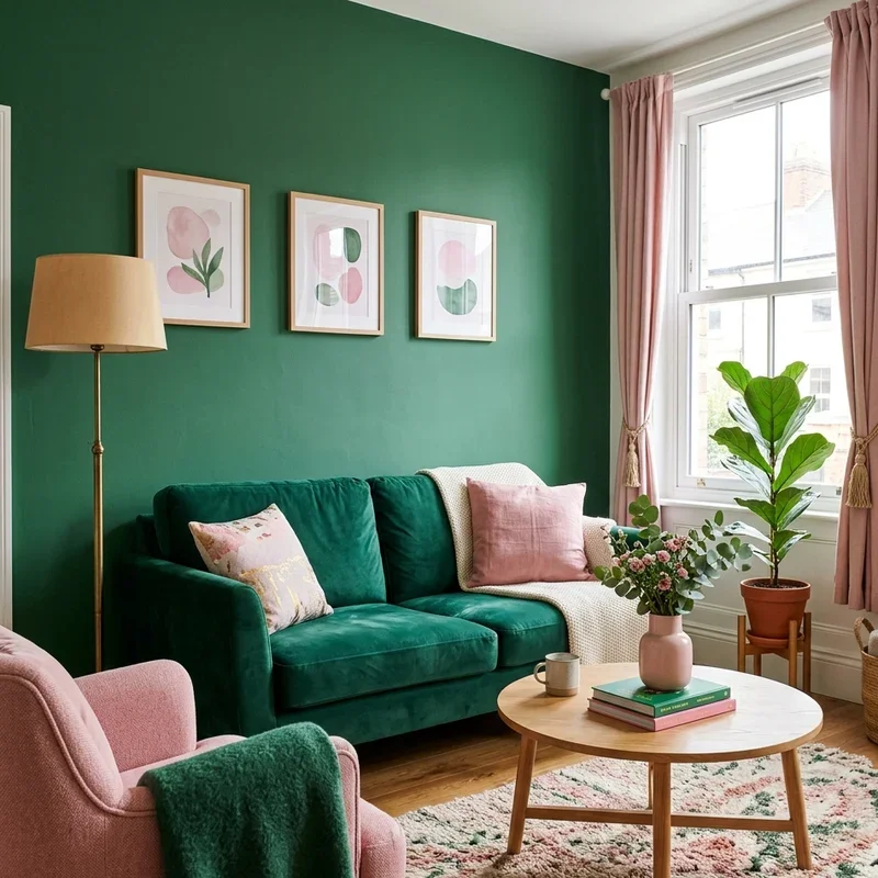 16 Emerald Green and Pink Living Room Ideas You'll Love