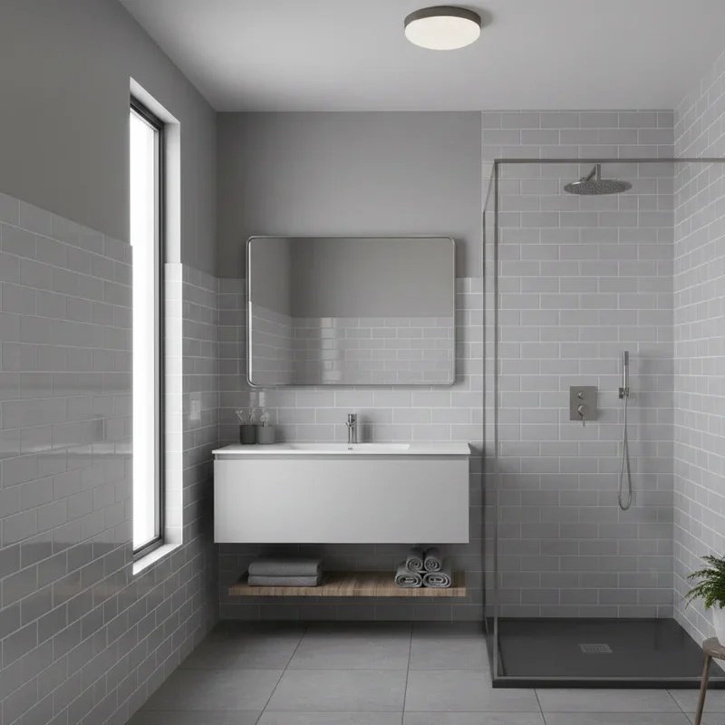 Grey Half Tiled Bathroom Ideas