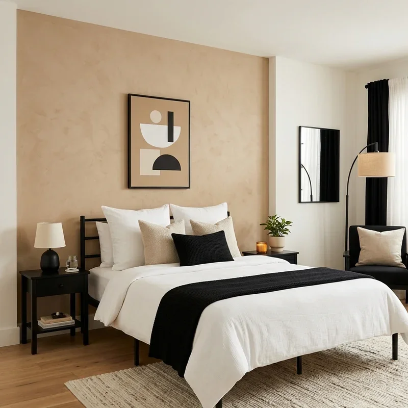 Black Beige and White Bedroom Ideas