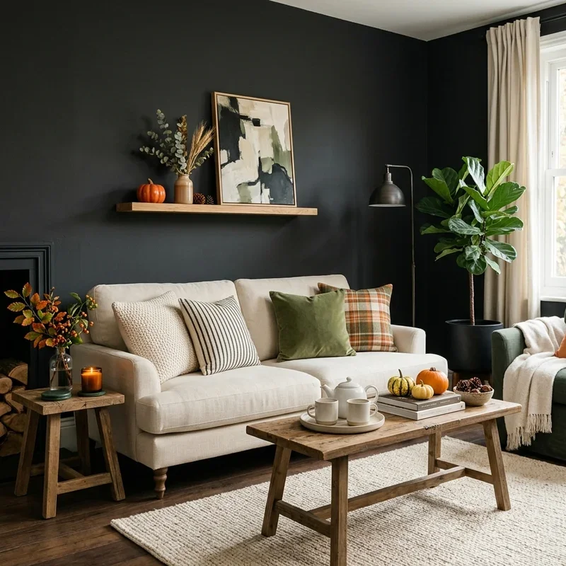 Black Cream and Green Living Room Ideas