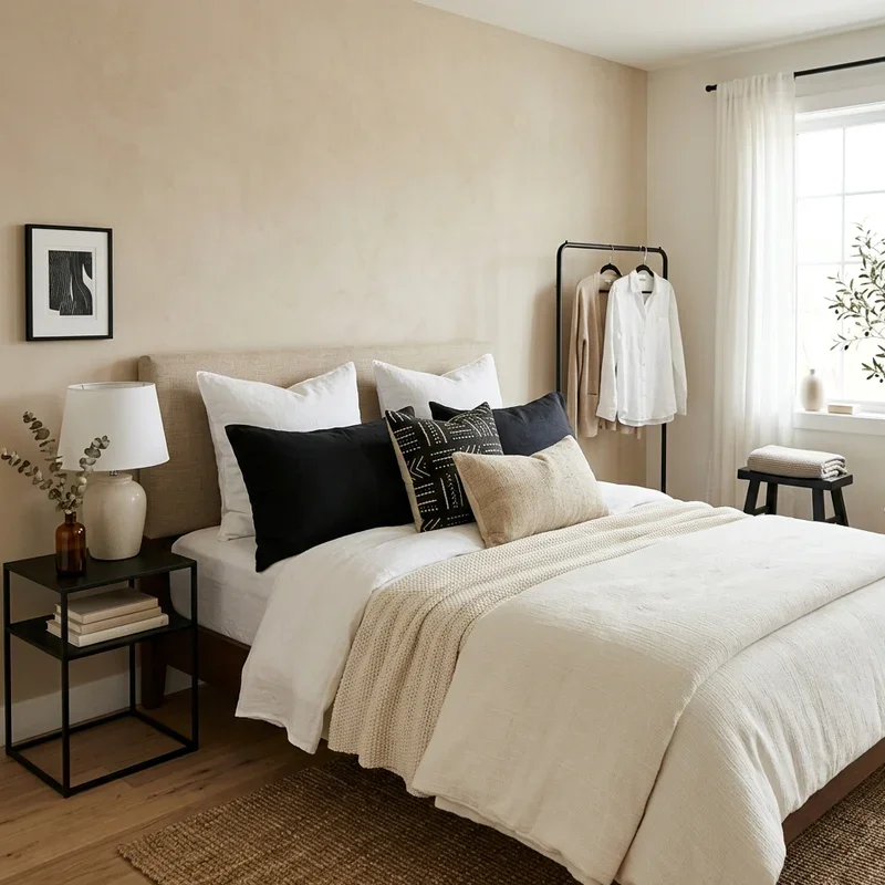Black Beige and White Bedroom Ideas