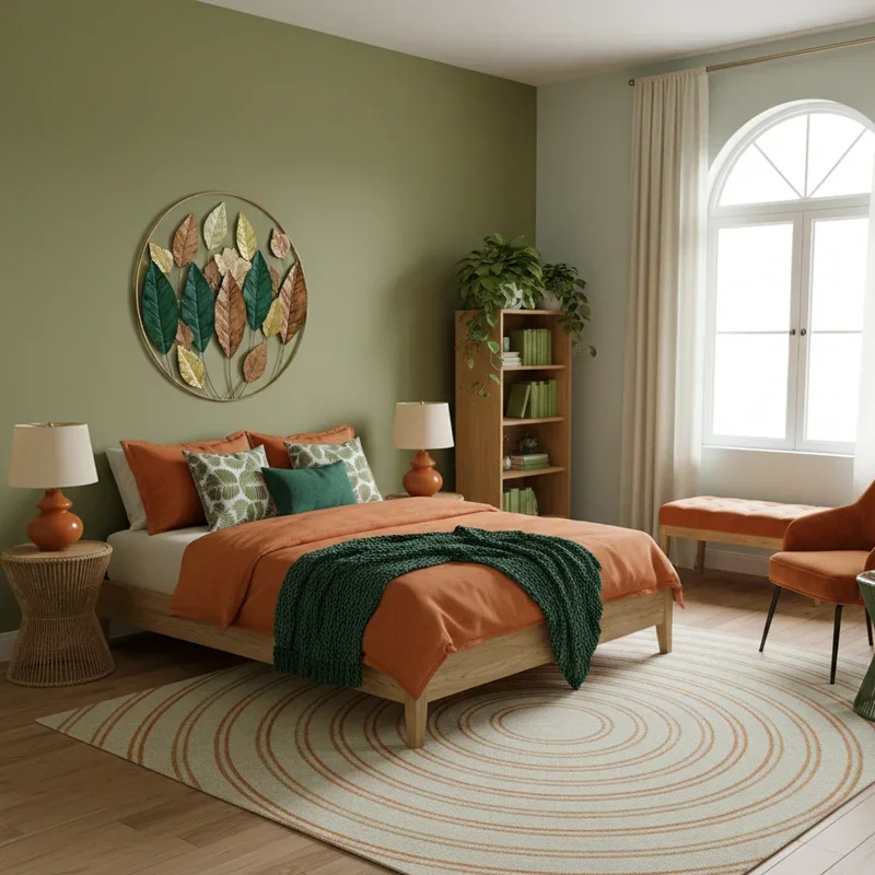 Green and Orange Bedroom Ideas