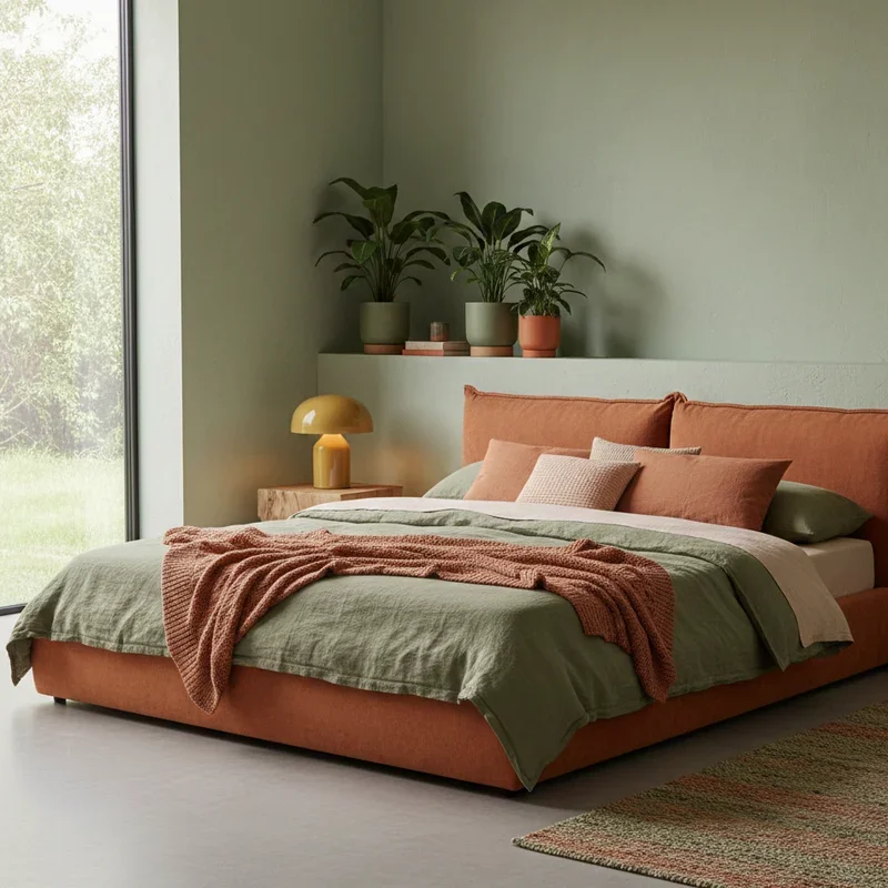 Green and Orange Bedroom Ideas