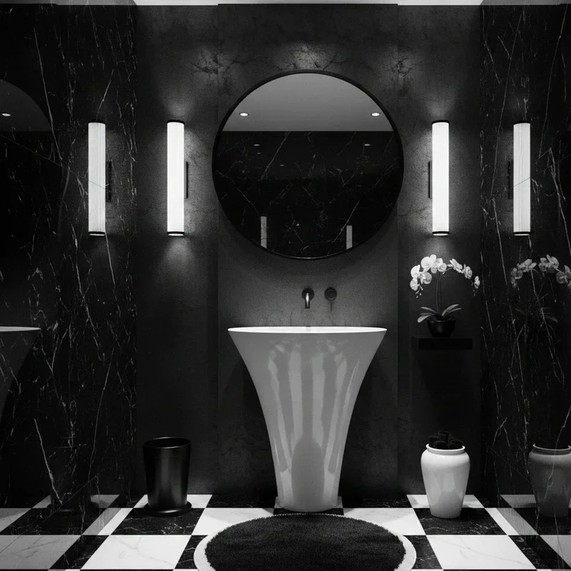 Black and White Powder Room Ideas
