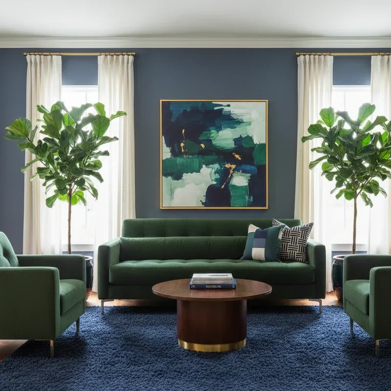 Navy Blue And Green Living Room Ideas