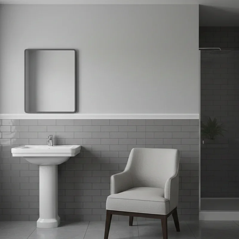 Grey Half Tiled Bathroom Ideas