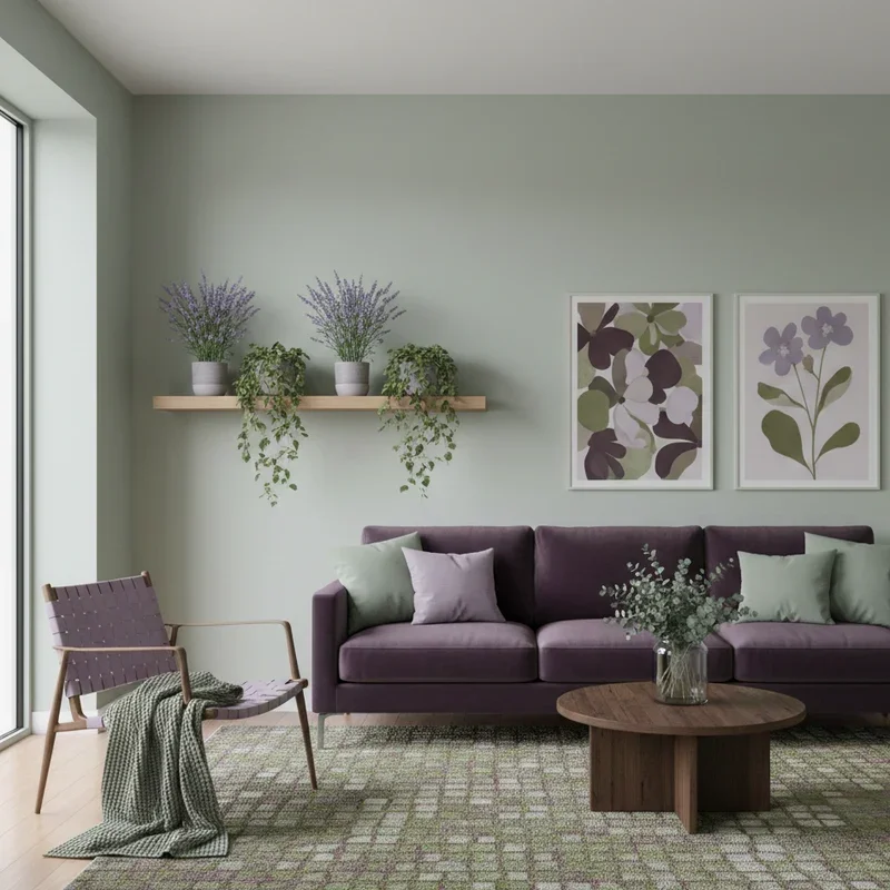 Purple and Green Living Room Ideas
