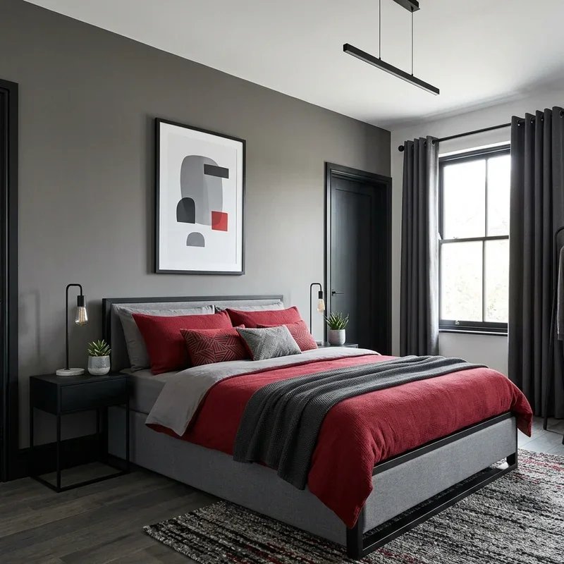 Red Black and Grey Bedroom Ideas