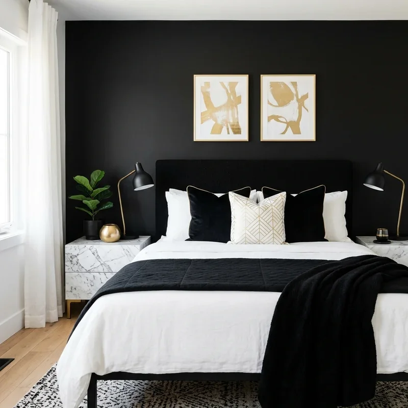 Black White and Gold Bedroom Ideas