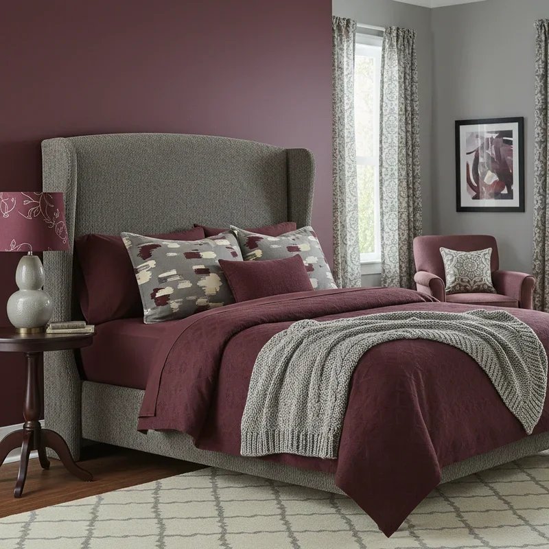 Burgundy and Grey Bedroom Ideas