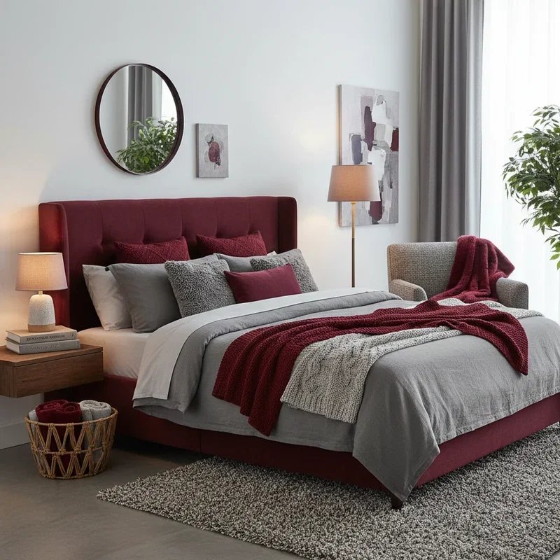 Burgundy and Grey Bedroom Ideas