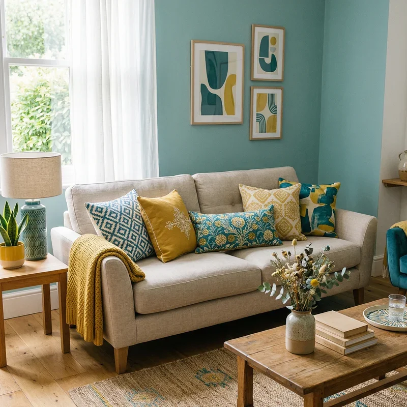 Teal and Yellow Living Room Ideas