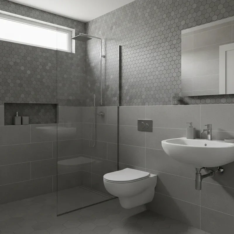 Grey Half Tiled Bathroom Ideas
