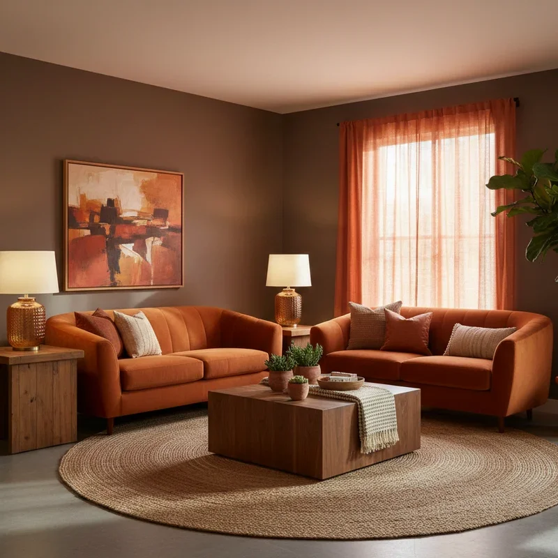 Brown Orange Living Room Ideas