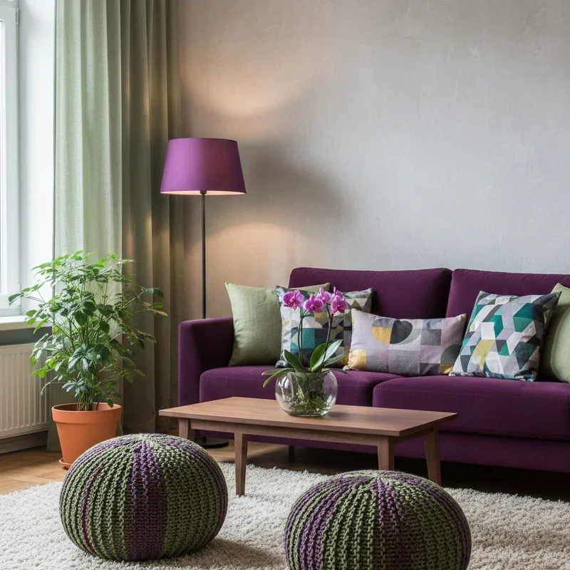 Purple and Green Living Room Ideas