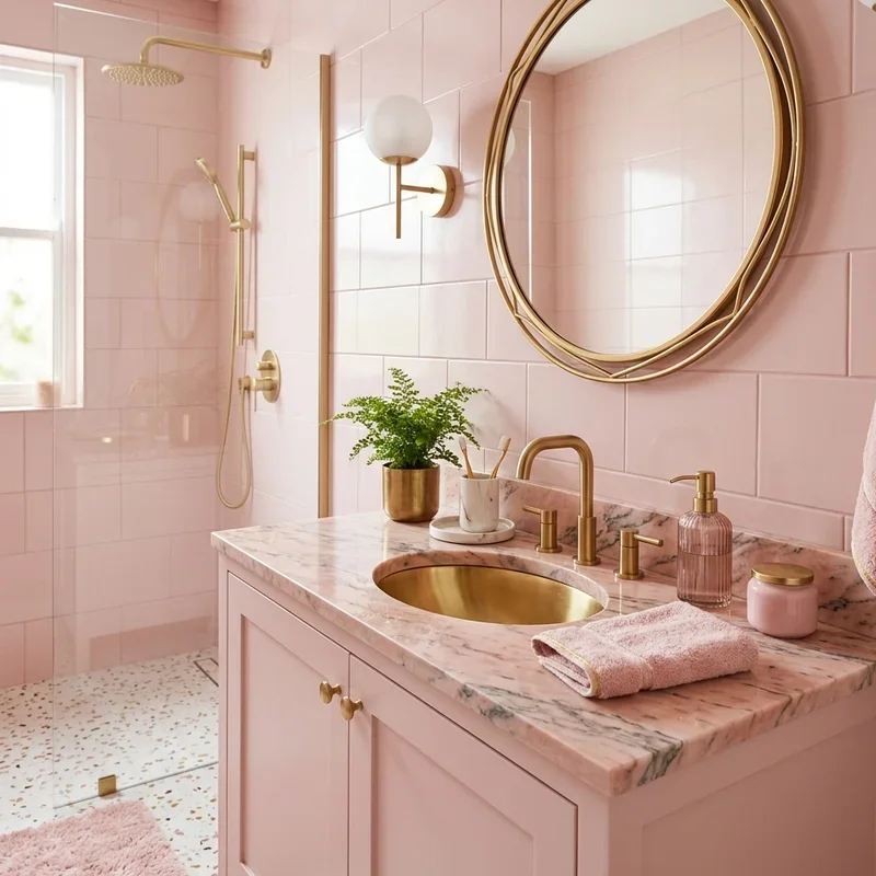 Pink and Gold Bathroom Ideas