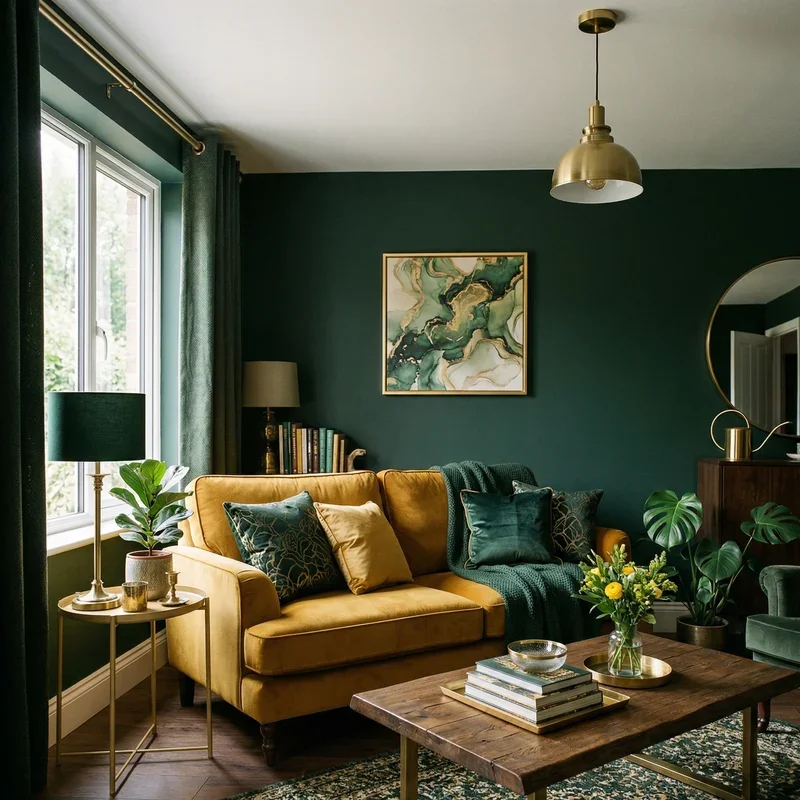 Dark Green and Yellow Living Room Ideas