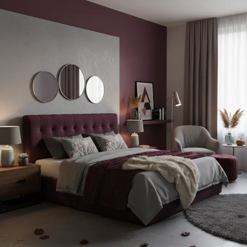 Burgundy and Grey Bedroom Ideas