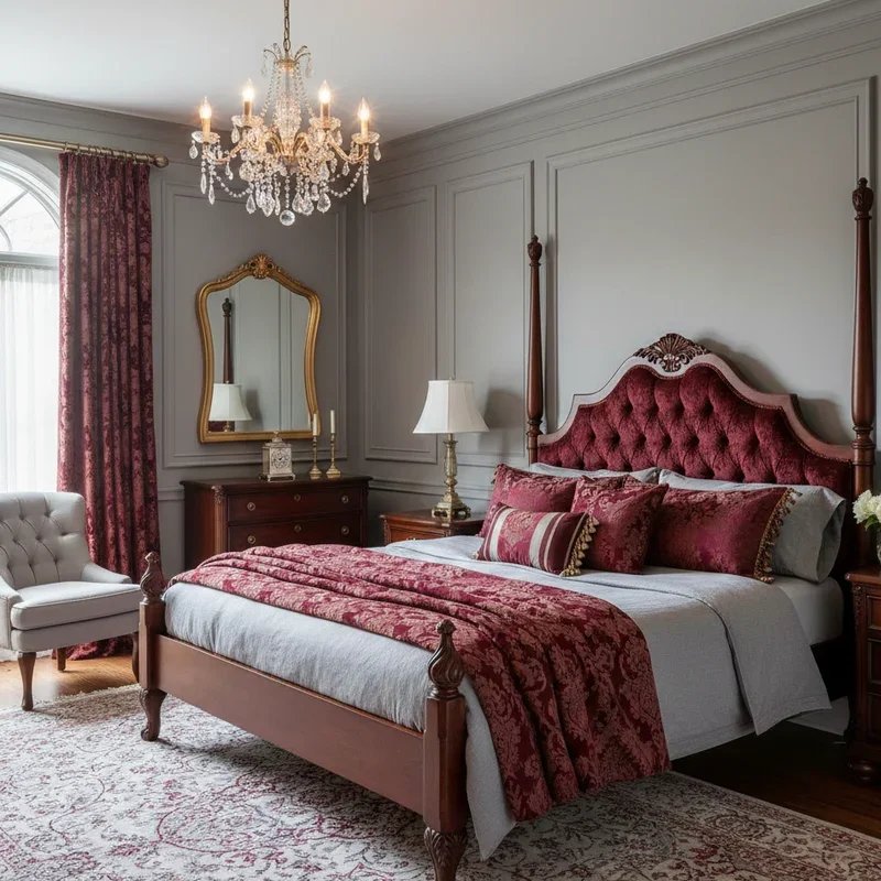 Burgundy and Grey Bedroom Ideas