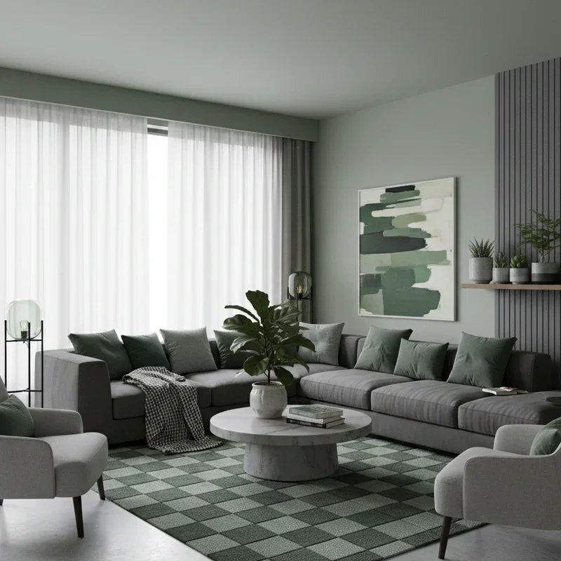 Green and Grey Living Room Ideas