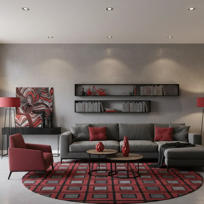 Red Black And Grey Living Room Ideas