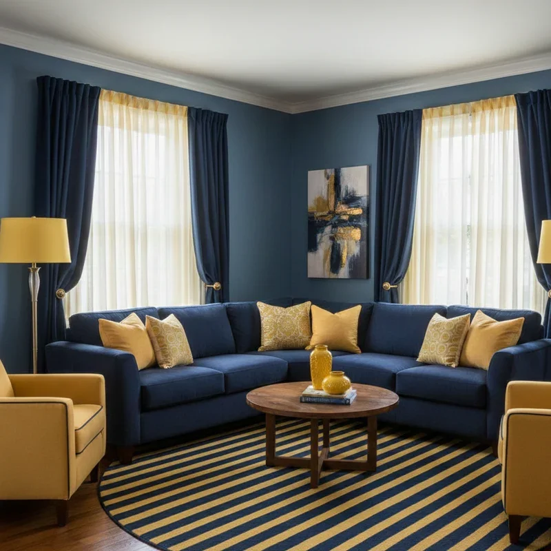Navy Blue and Yellow Living Room Ideas