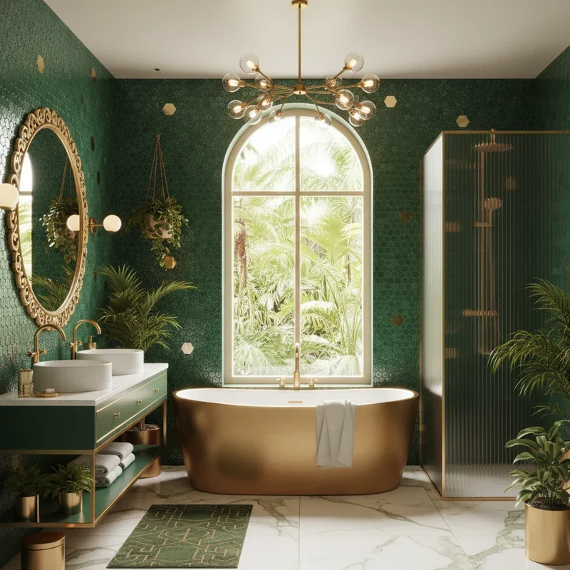 16 Green and Gold Bathroom Ideas for a Luxe Refresh