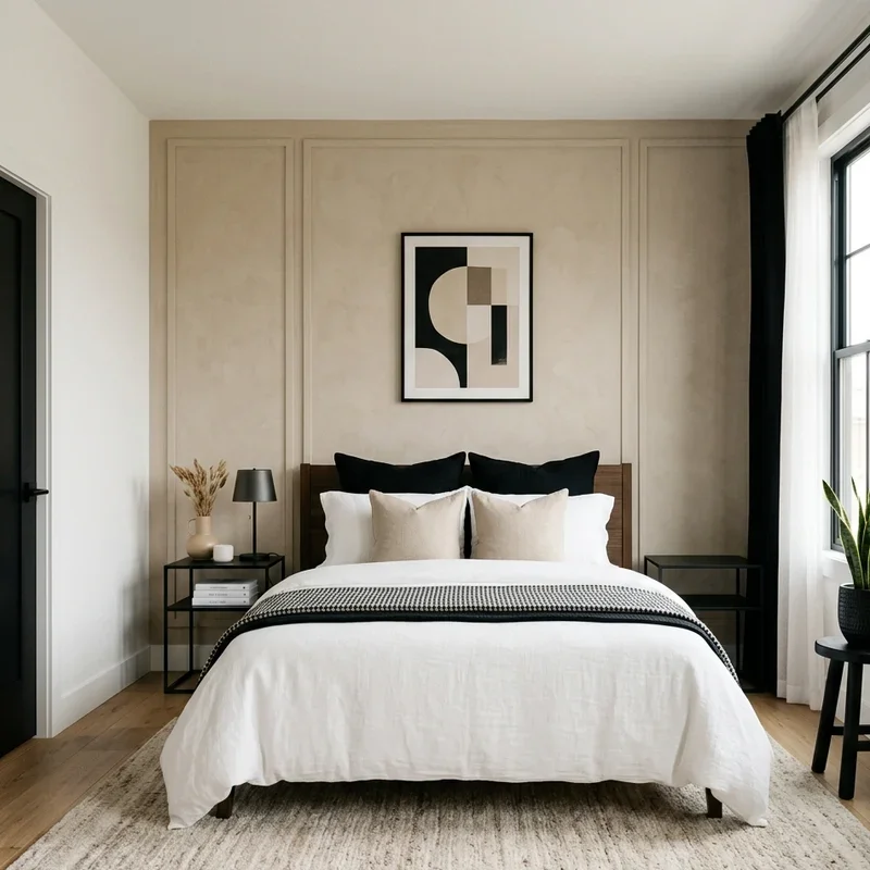 Black Beige and White Bedroom Ideas