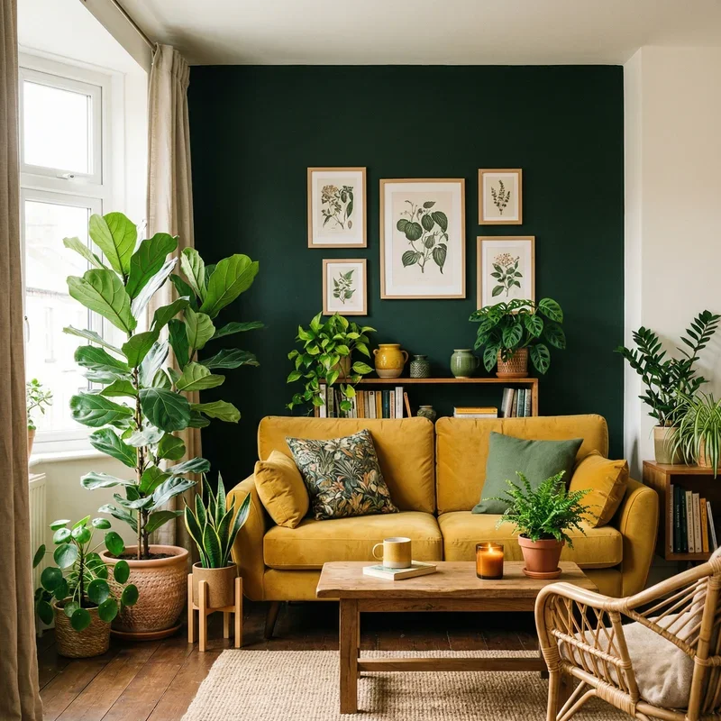Dark Green and Yellow Living Room Ideas