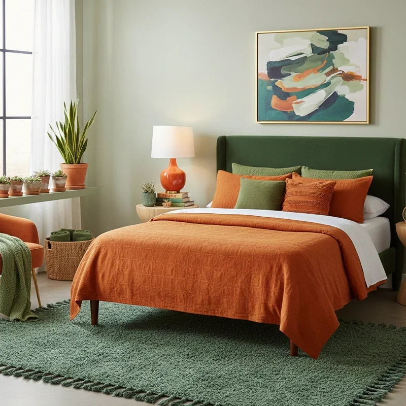 Green and Orange Bedroom Ideas