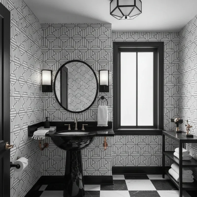 Black and White Powder Room Ideas