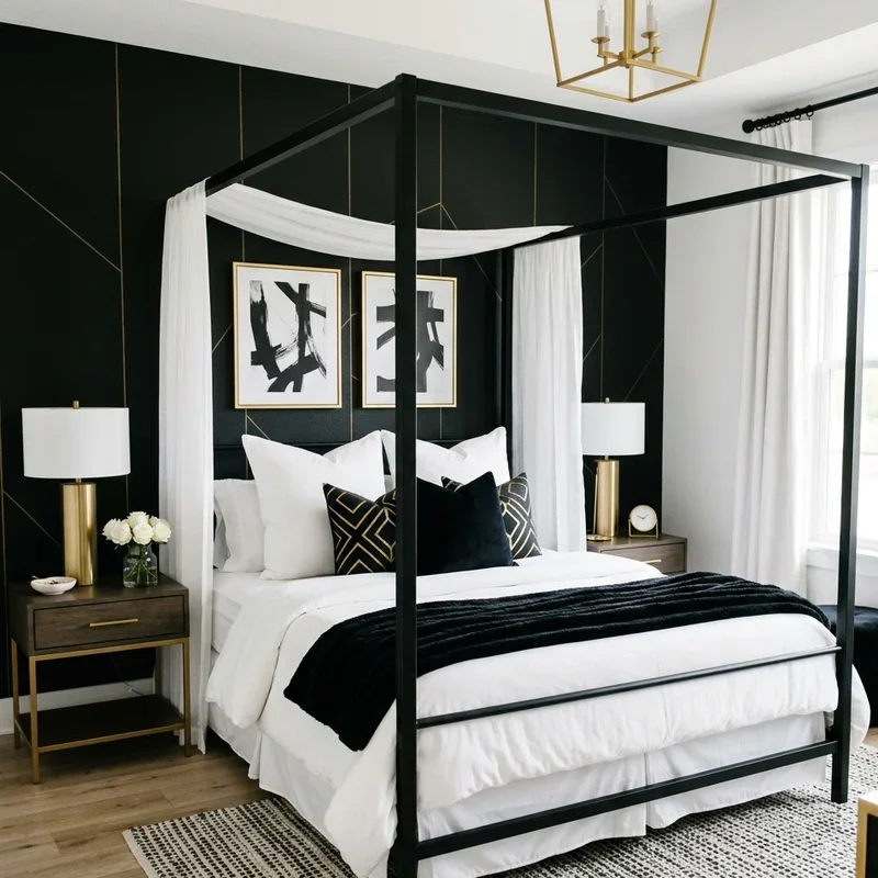Black White and Gold Bedroom Ideas
