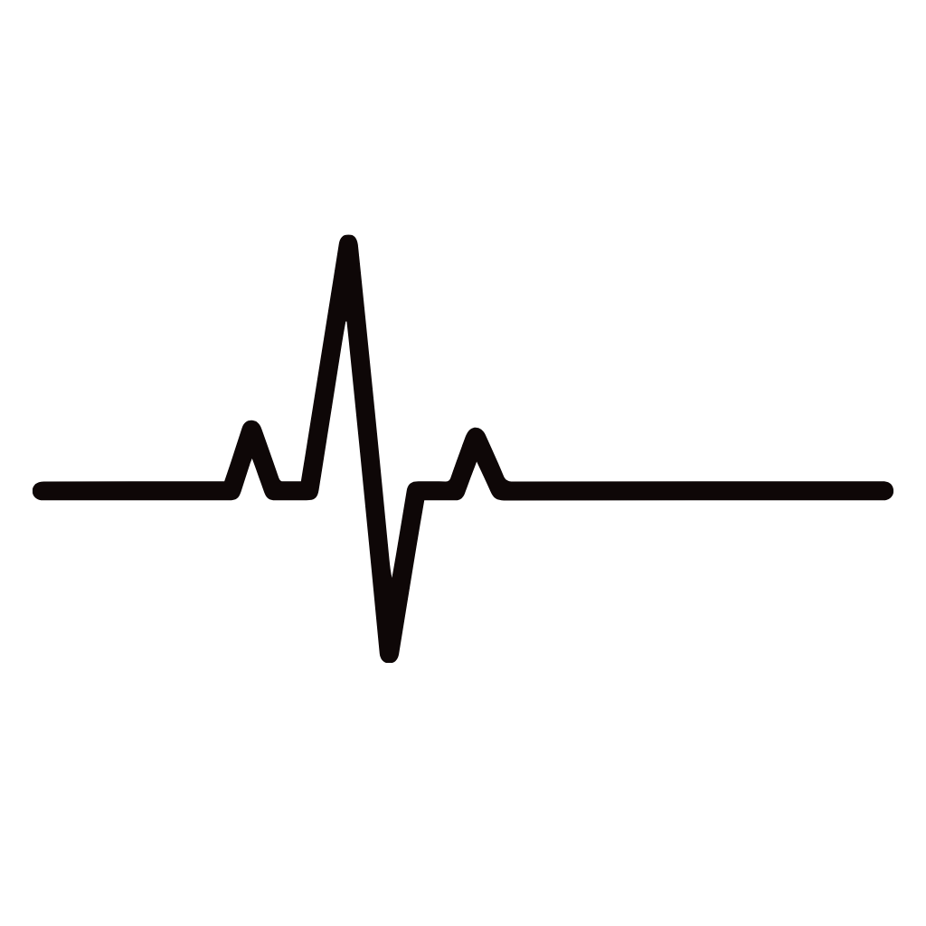 A stylized heart rate line in black with the word "Love" integrated into the design, set against a black background.