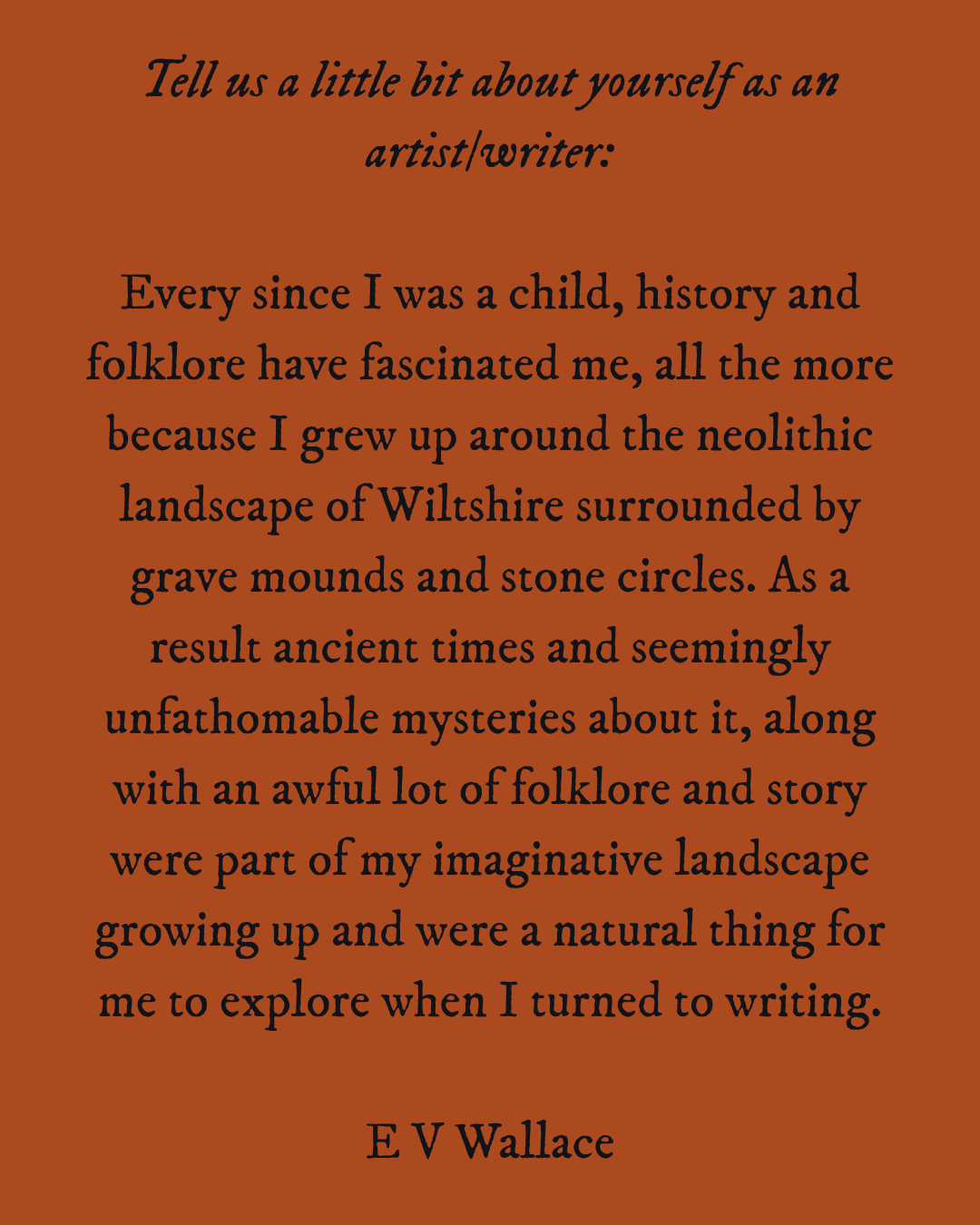 Author Interview: E V Wallace