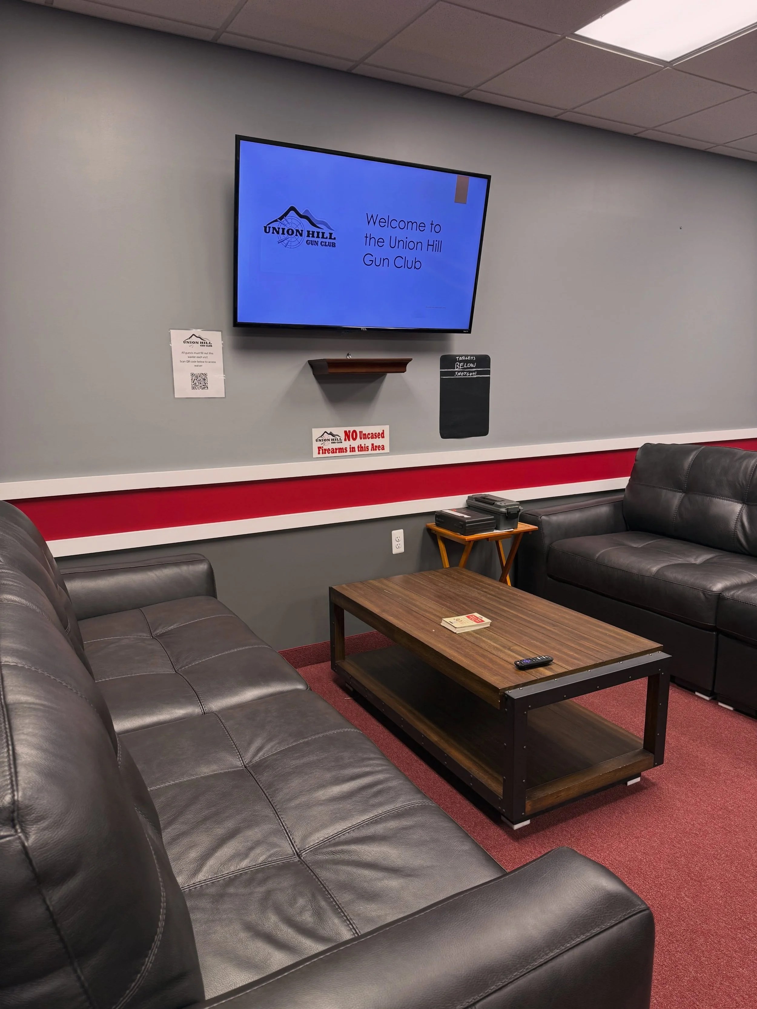 A fresh new look for the lounge 👏 We gave the space a makeover and couldn&rsquo;t be happier with how it turned out. Come relax, hang out, and see it for yourself at Union Hill Gun Club! #unionhillgunclub #rangeandstore #privateclub #membersonly