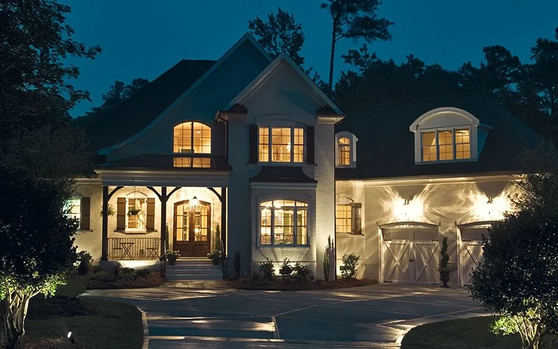 Exterior lighting design enhancing home architecture