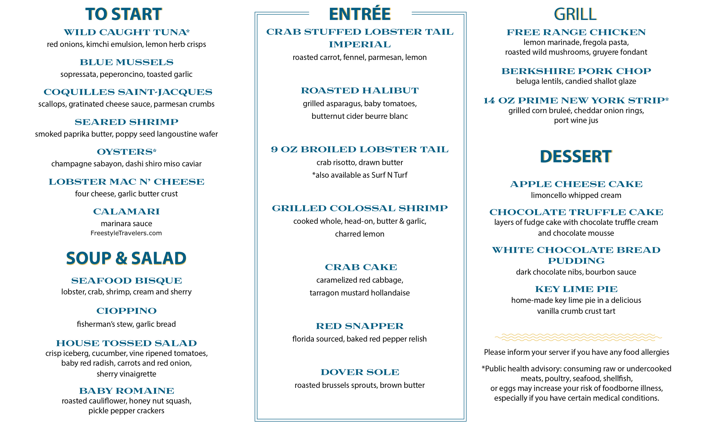 Dr Rudis Menu Rudi’s Seagrill PDF Menu, Prices, & Info - Carnival Cruise Line — The ...