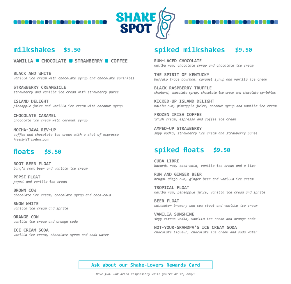 Shake Spot PDF Menus, Prices, & Info - Carnival Cruise Line — The ...
