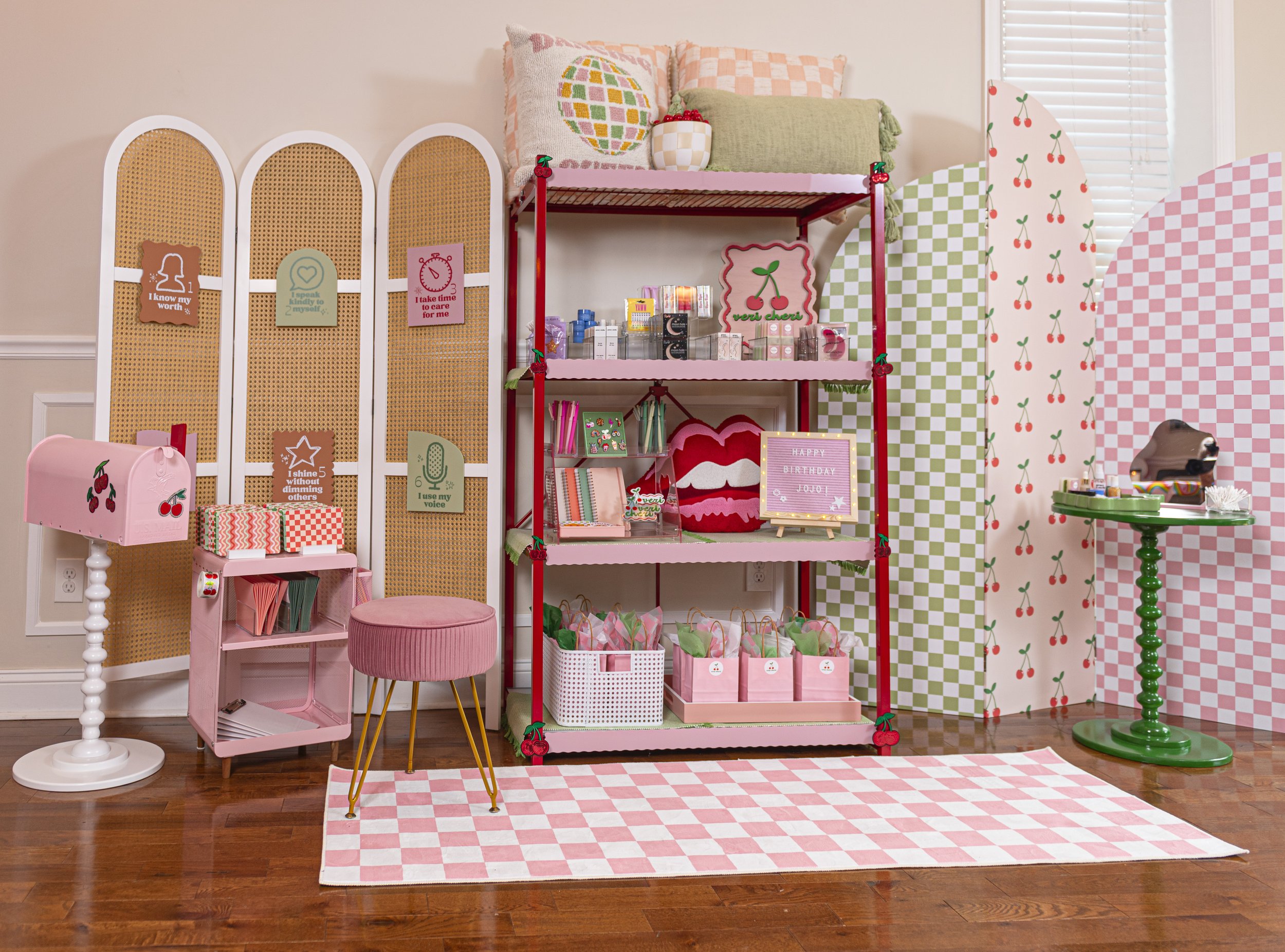 The Set: Affirmation Station, Self-Care Bar, and Sample Table