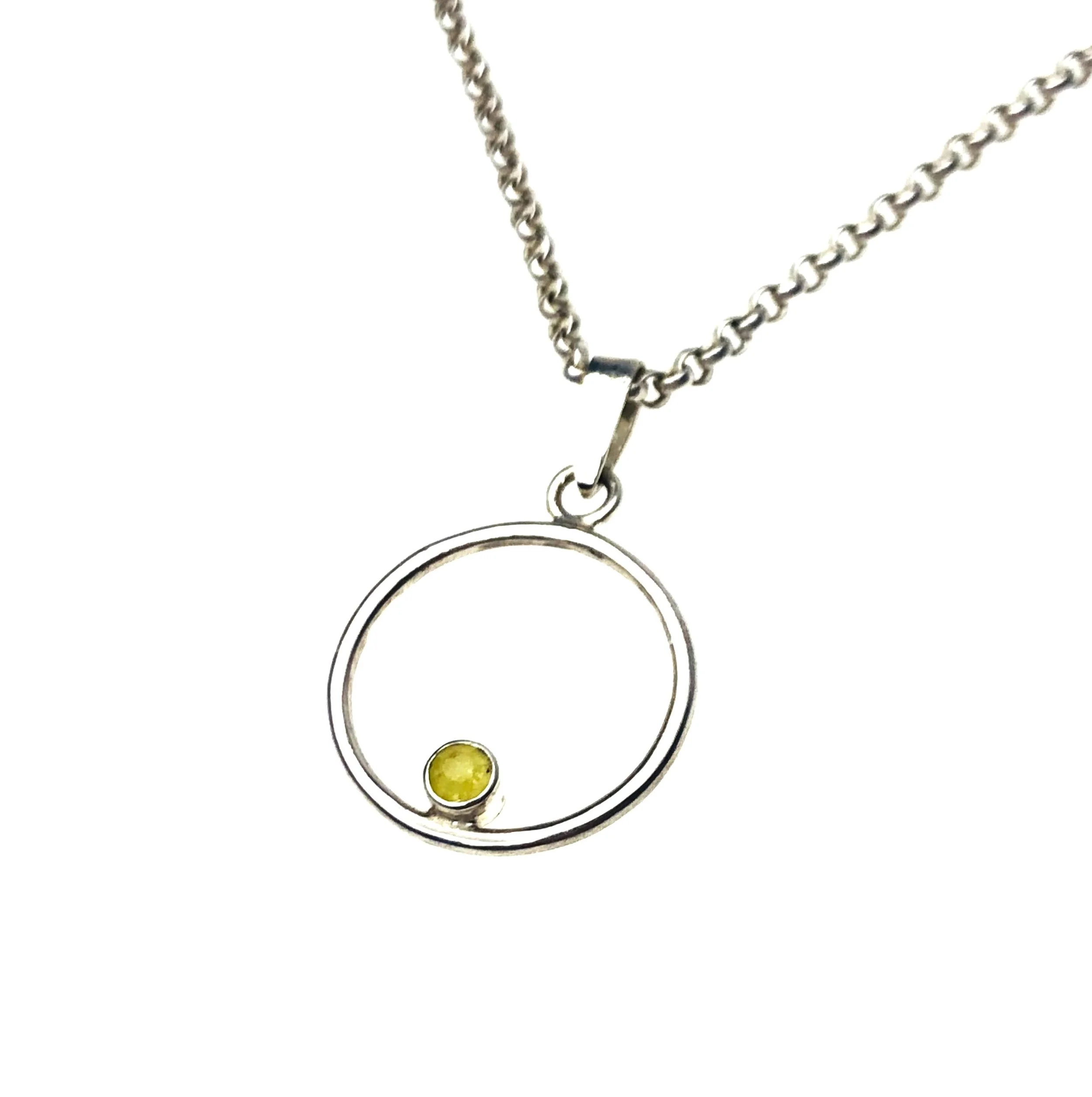 Silver and Uranium Glass Gemstone Pendant