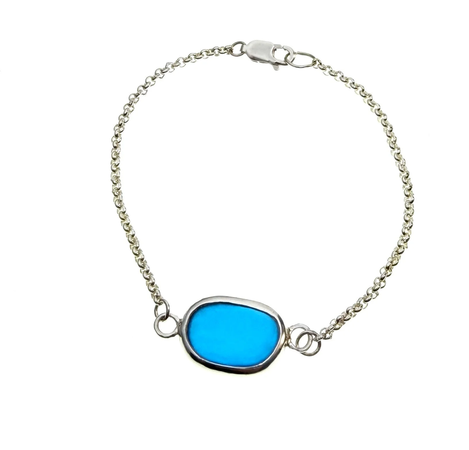 Van Gogh Jewelry Bracelet Necklace Pendant Artist Sea Glass Seaglass Dichroic Bracelet Beach Glass Light Blue Bracelet IMG_1054.JPEG