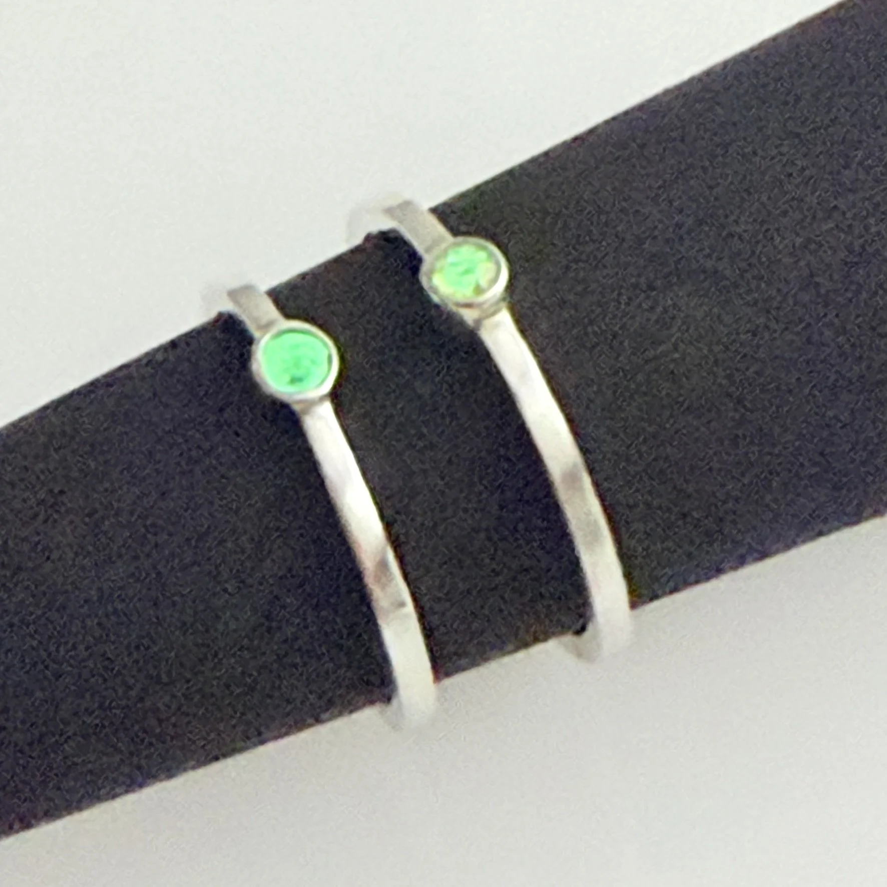 Uranium Glass Gemstone Silver Ring