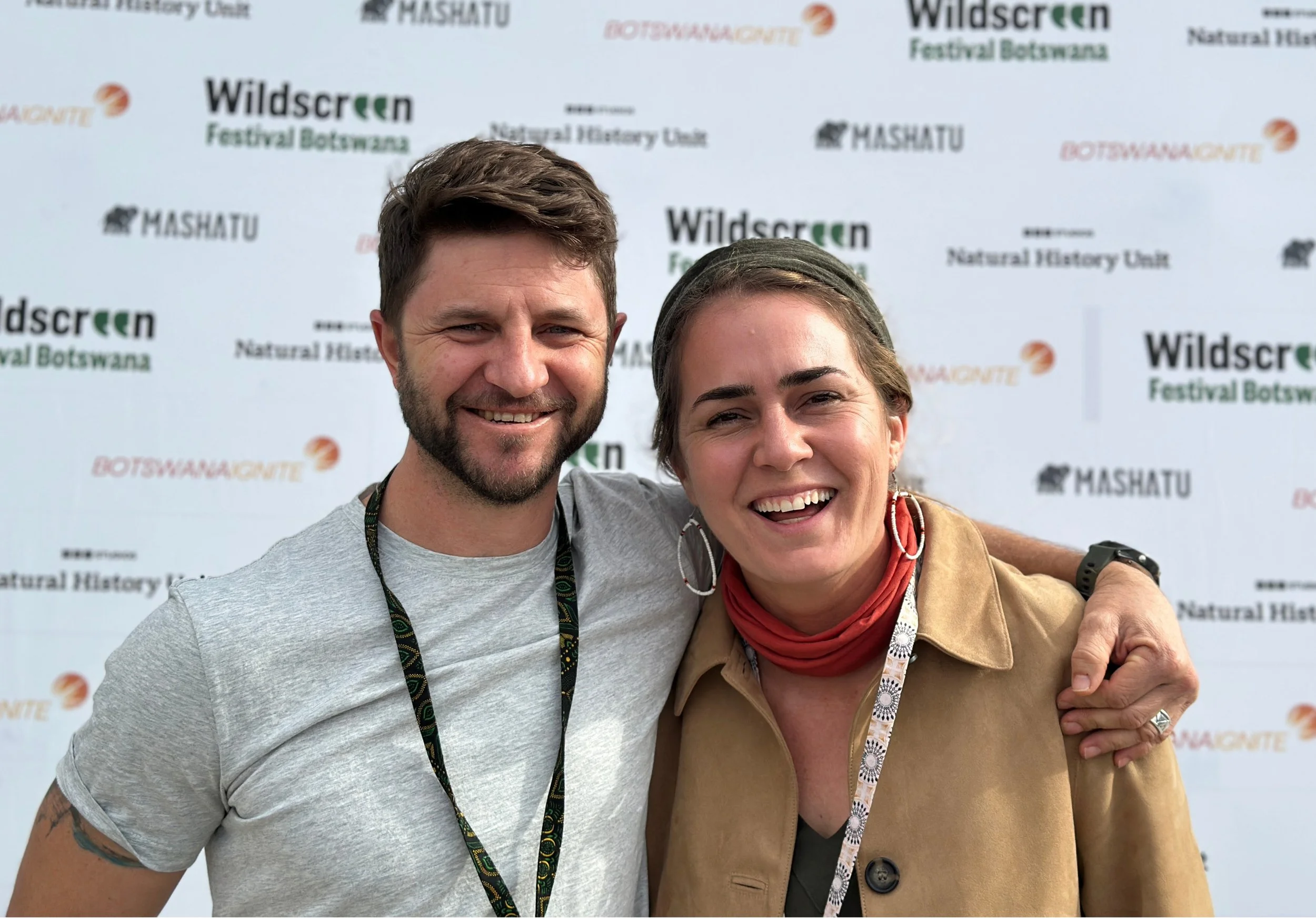 Matt Blair and Mana Meadows attending the 2025 Wildscreen Film Festival Botswana. Conservation Connect Films.