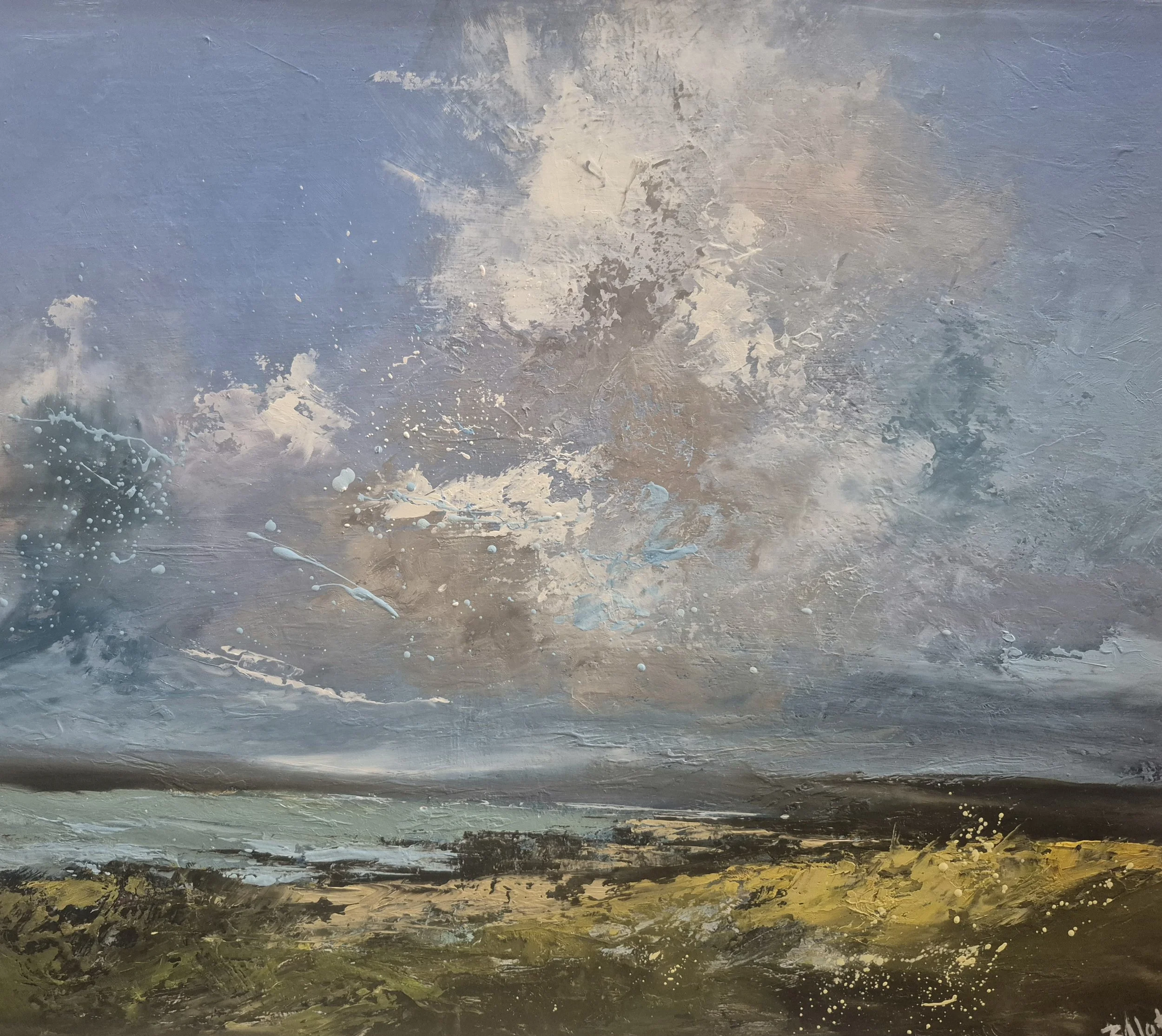 Framed oil on board of the coast off Dunfanaghy on a blustery day. The wild coast here is breathtaking. Painting measures 40x50cm and 46x56cm with frame.