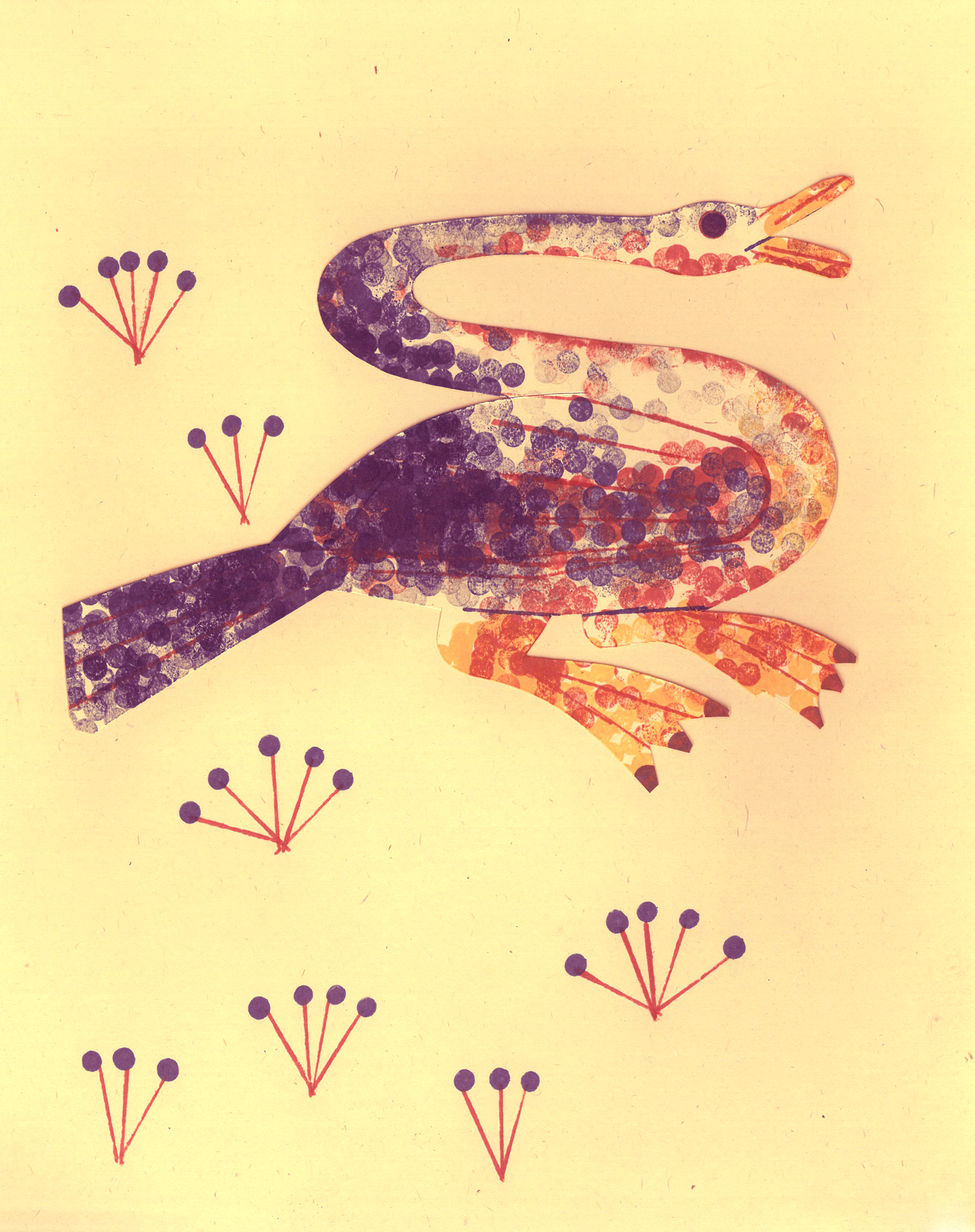 A stylized illustration of a hand with a snake-like creature on the wrist, set against a yellow background with pink and purple dandelion-like flowers.