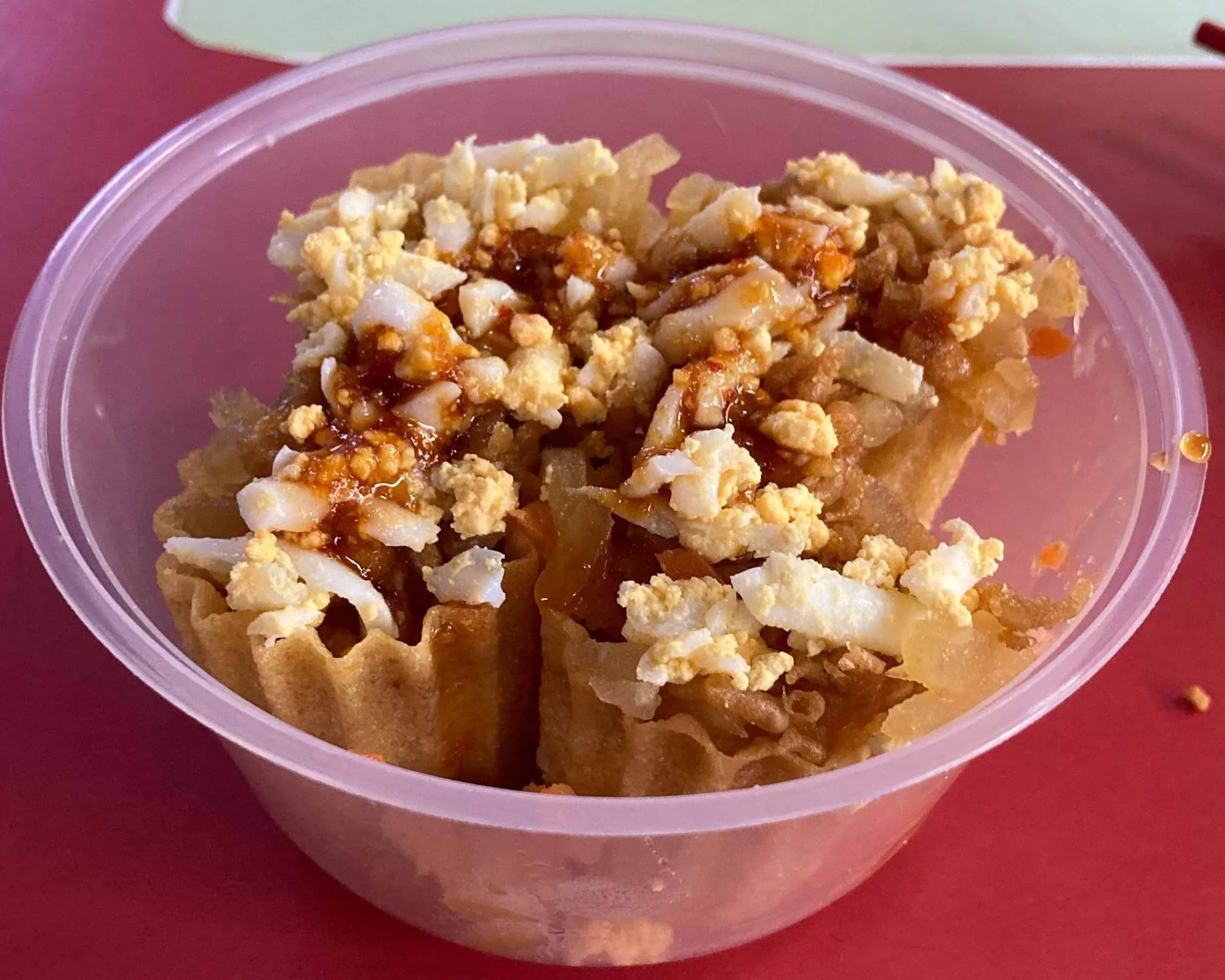 Kueh pie tee – Malaysian Peranakan crispy pastry cups filled with vegetables and prawns