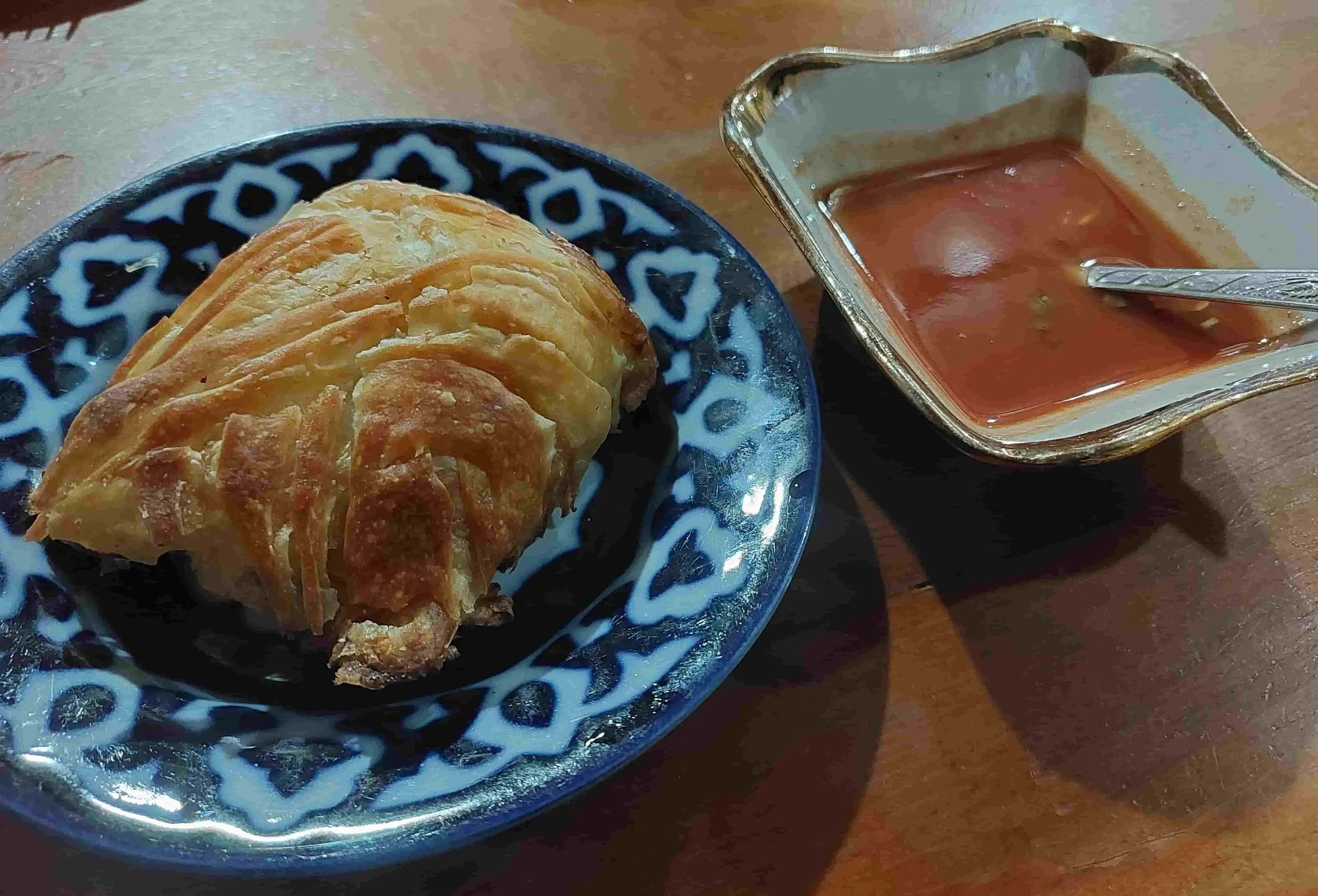 Uzbek samsa baked pastry filled with minced meat and onions traditional snack