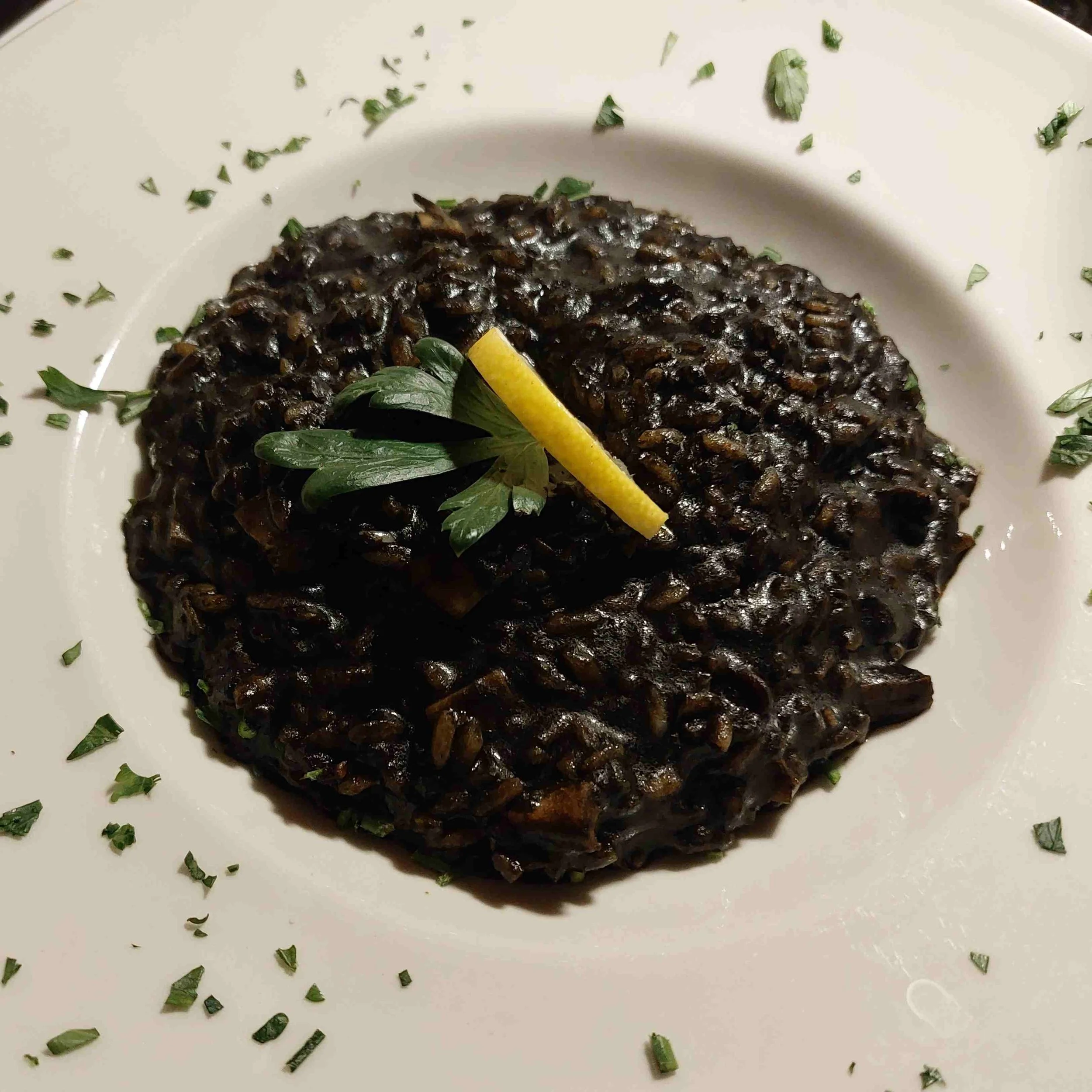 Crni rižot – black risotto made with squid ink and seafood