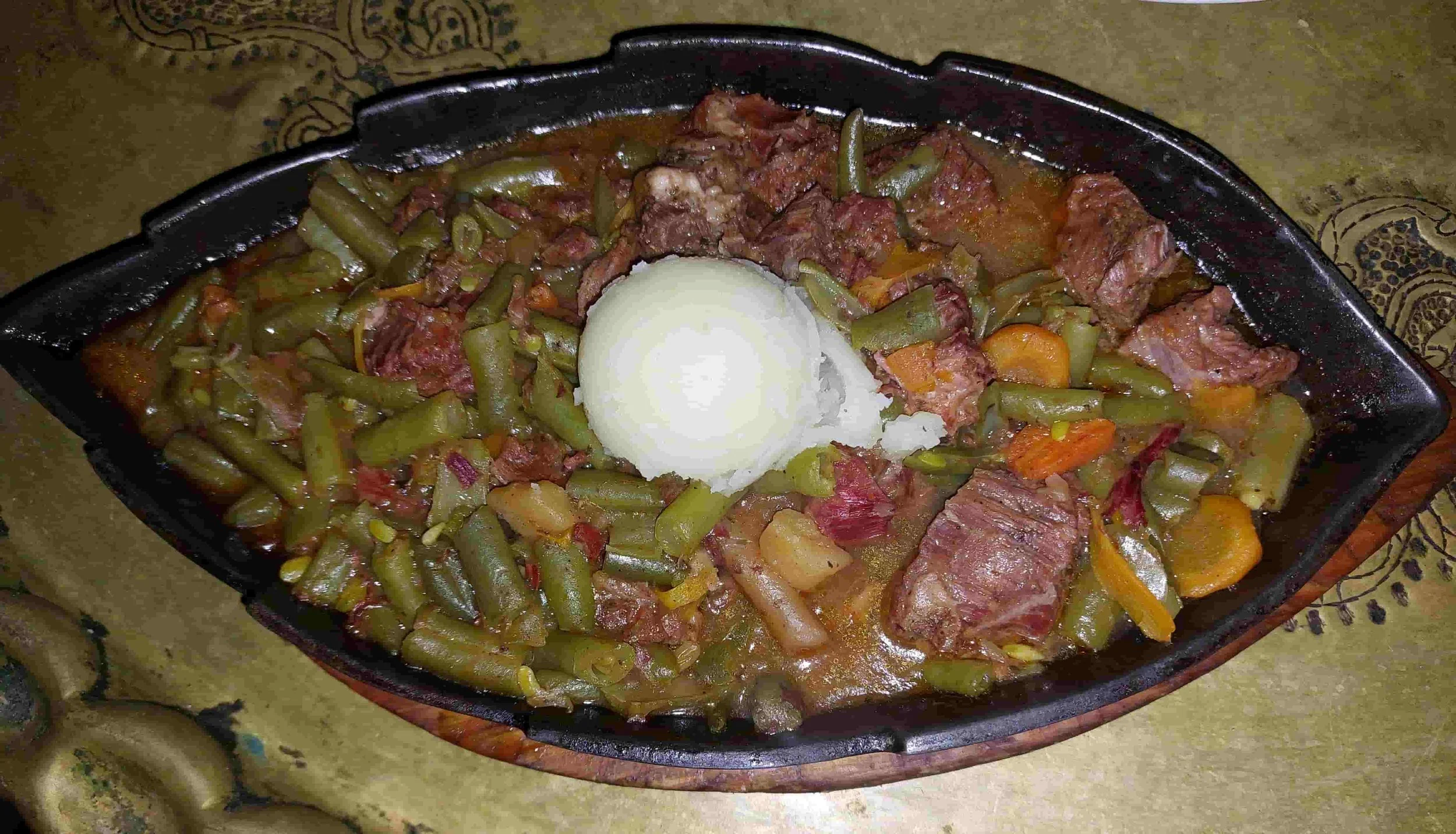 Bosnian buranija green bean stew with meat and potatoes