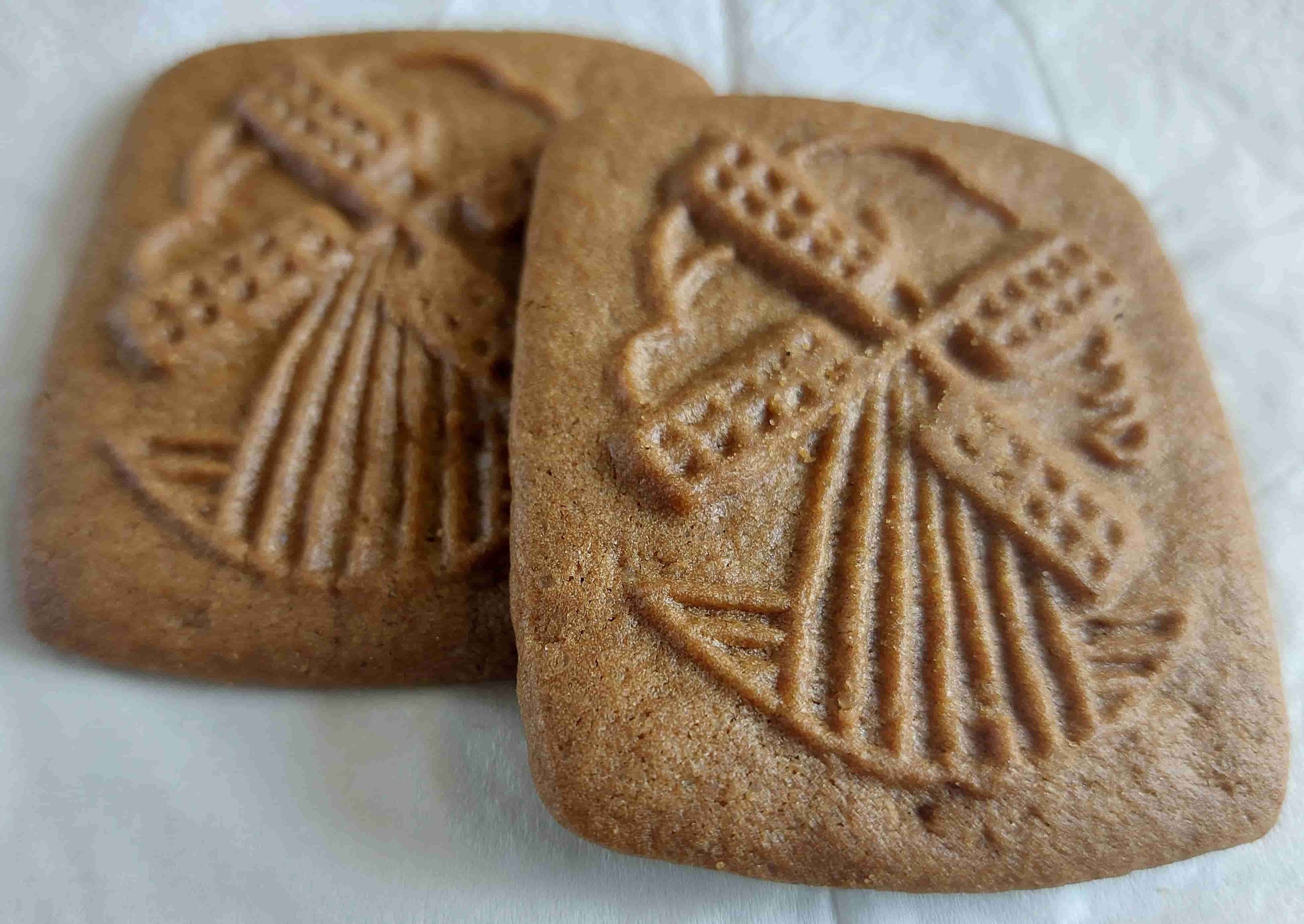Speculoos biscuits – traditional Belgian spiced shortcrust cookies with windmill design